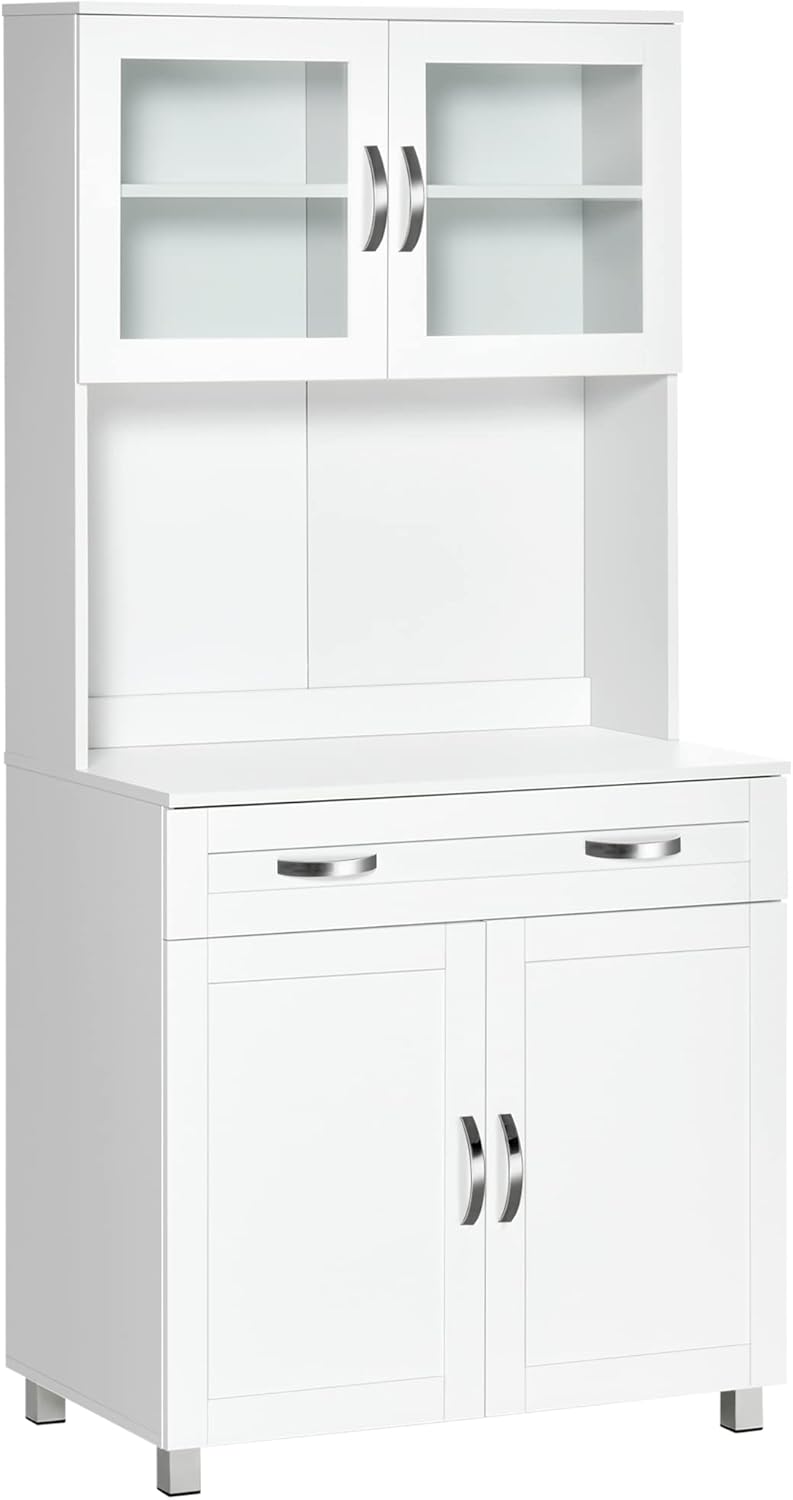 HOMCOM - buffet contemporain - rangements, tiroir, MDF blanc