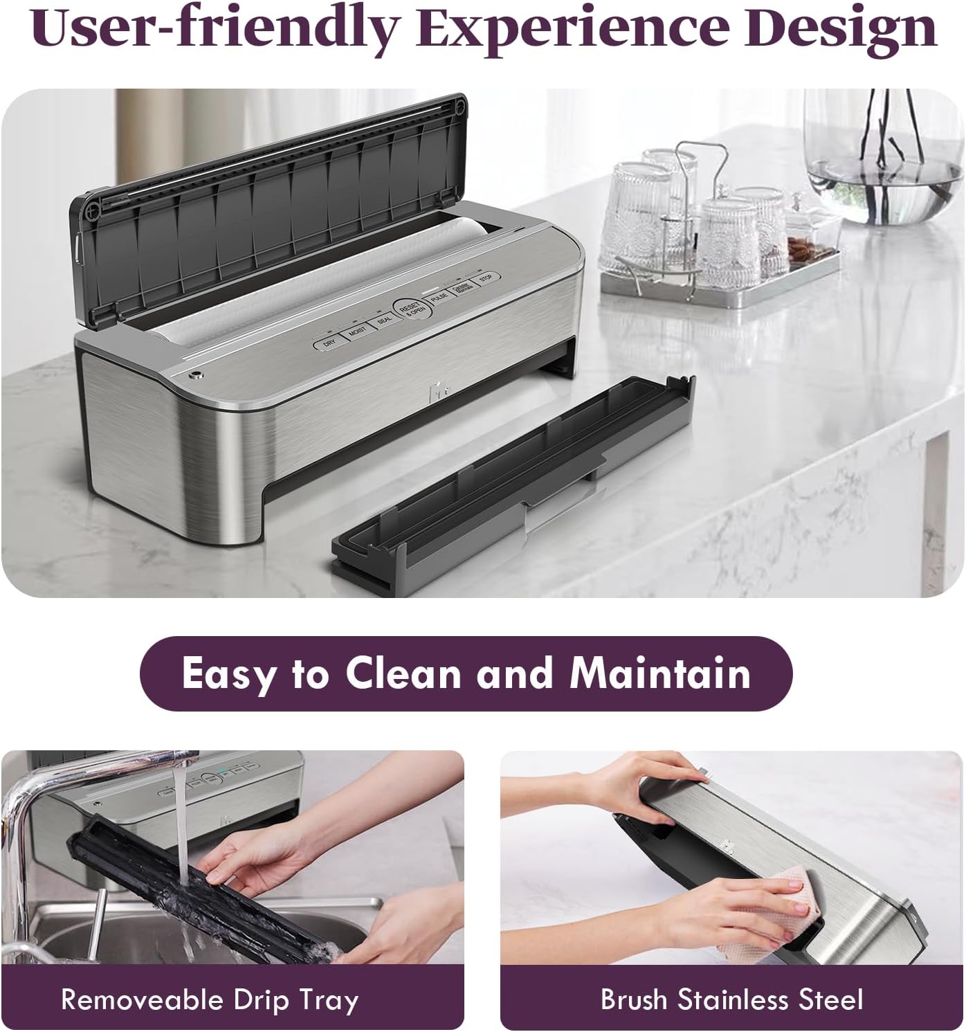 Mesliese - machine sous vide - 85 kPa, 120W, coupe-sac, 2 rouleaux