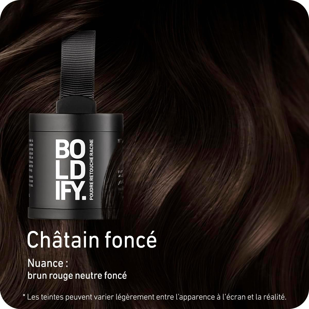 BOLDIFY - poudre racines cheveux - 10g - couvre gris, marron foncé, résultat naturel
