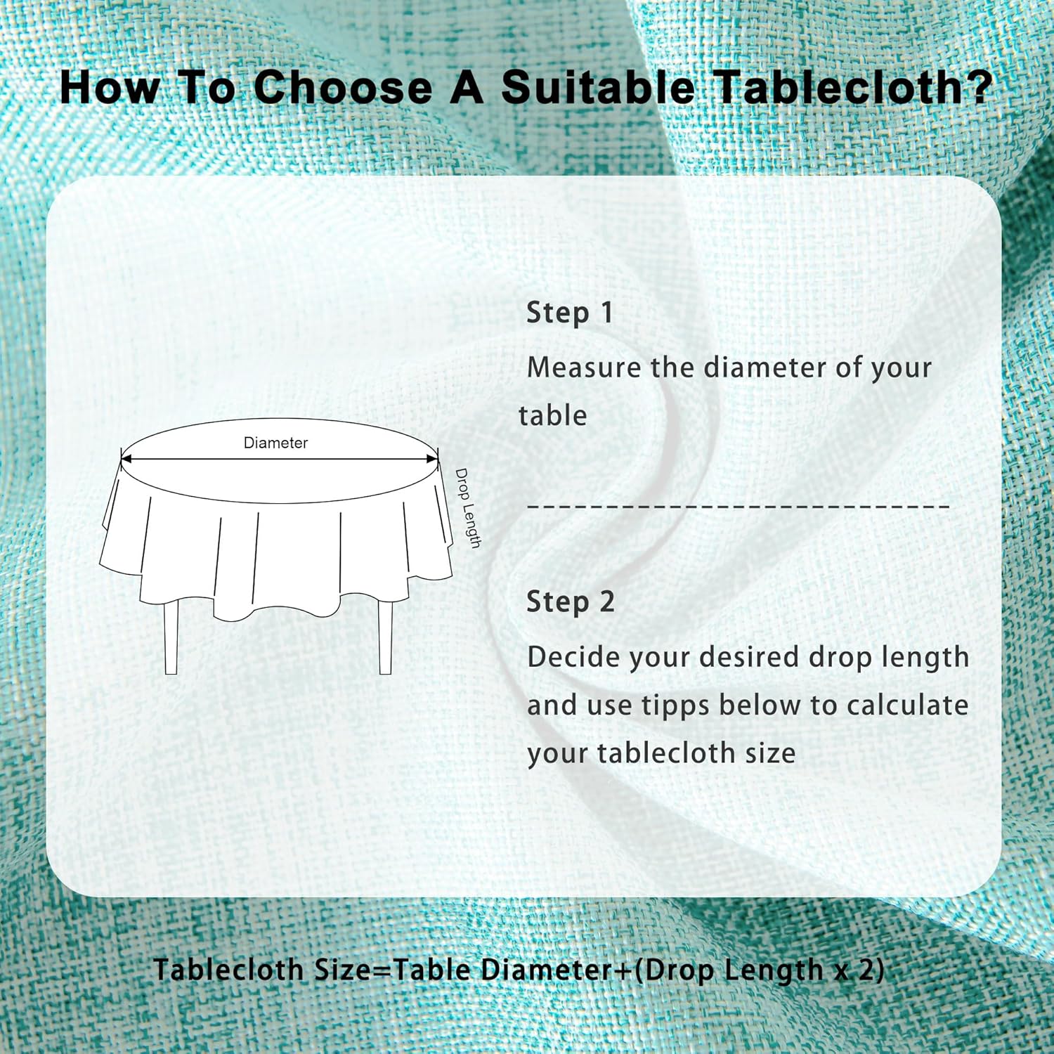 DWCN - nappe ronde effet lin 160 cm imperméable, lavable, anti-tache