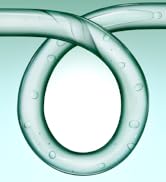 Photographie macro d'une structure annulaire circulaire transparente ou en verre avec une teinte verte, montrant des détails de conception incurvés.