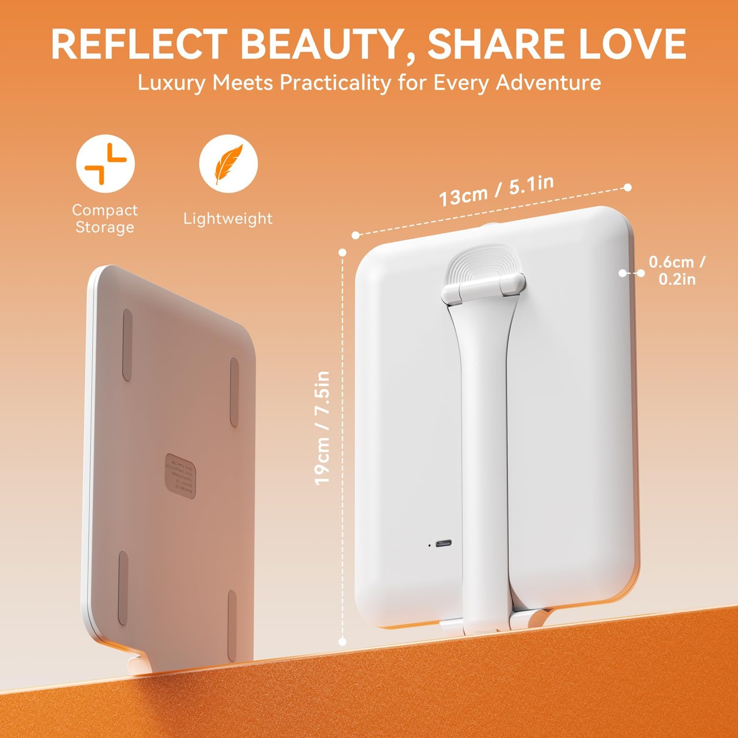 Auxmir - Miroir maquillage LED USB, écran tactile, 3 lumières, compact