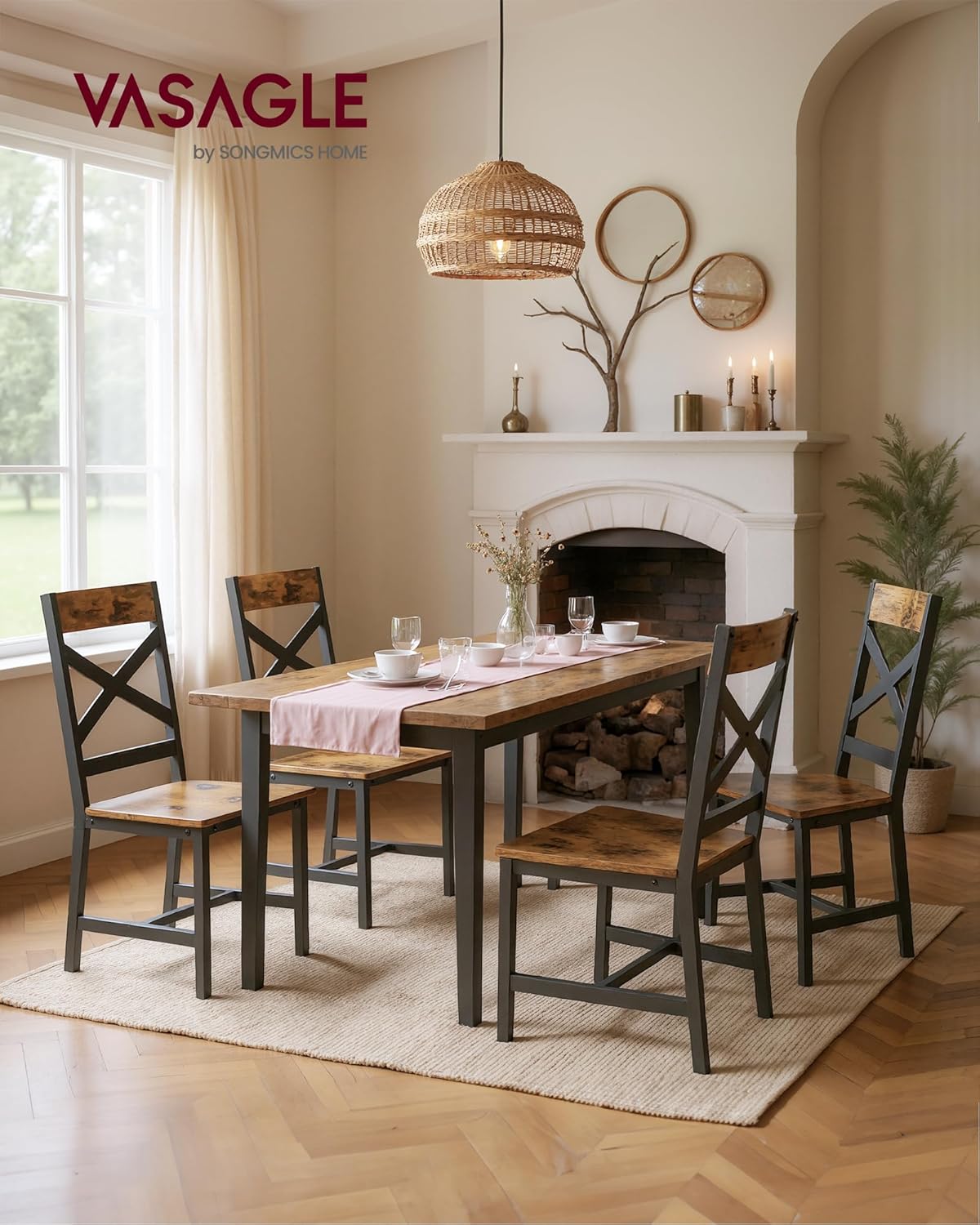 VASAGLE - lot de 2 chaises salle à manger, acier, ergonomiques, LDC094B01