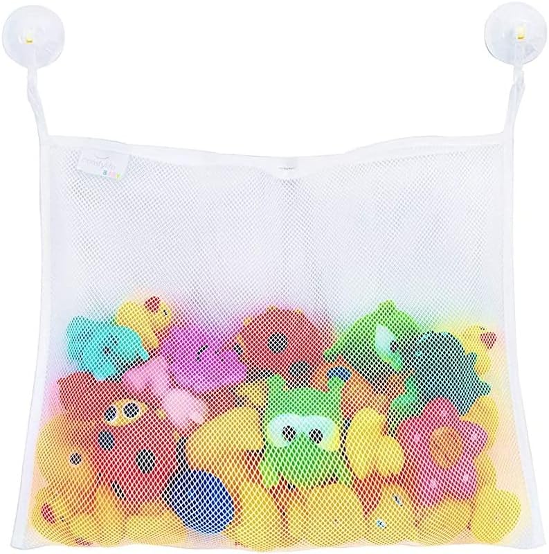 Filet de rangement jouets bain - animaux marins - 2 ventouses, poche lavable