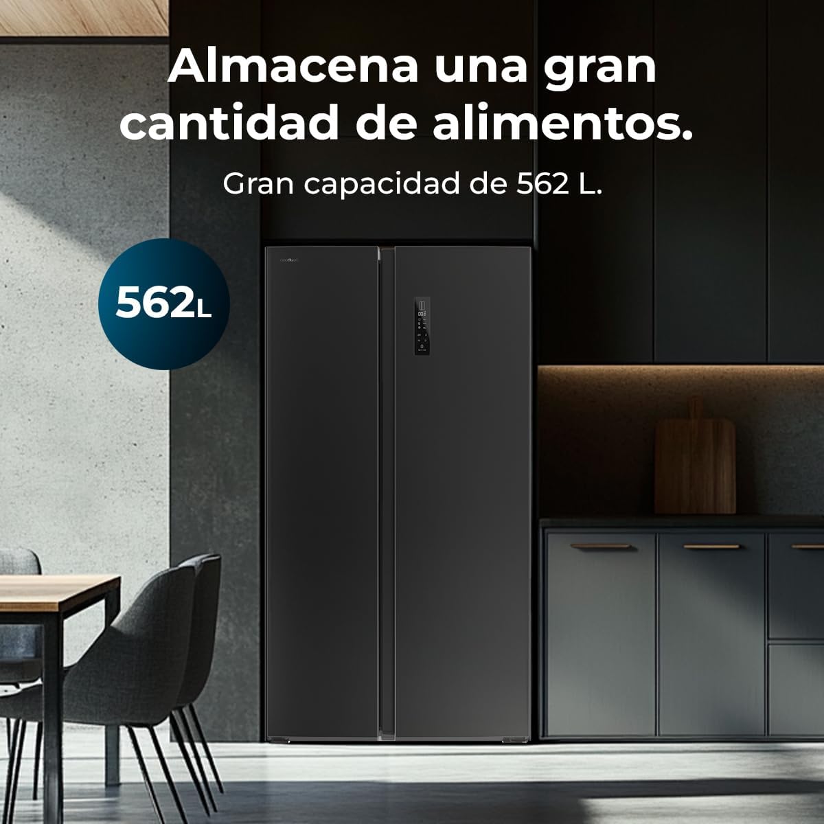 Cecotec - Bolero CoolMarket SBS 562 - 562L - No Frost, LED, porte réversible, mode vacances, inverter - SBS 562