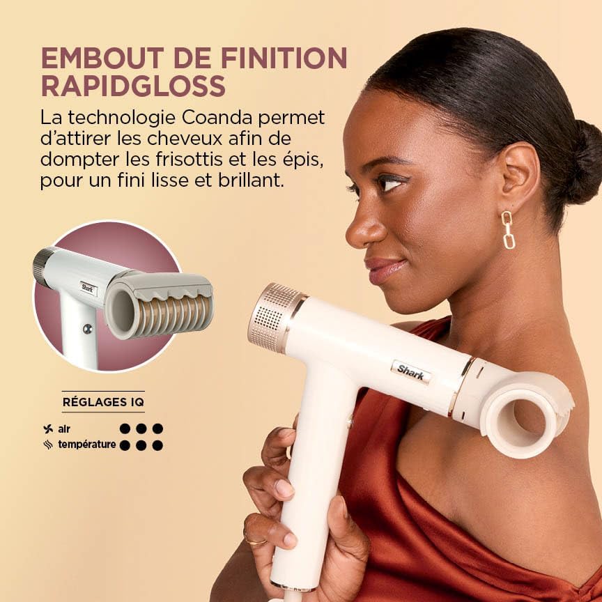 Shark - SpeedStyle RapidGloss - sèche-cheveux compact, ionique, séchage rapide, tous types de cheveux, sans dommage ther
