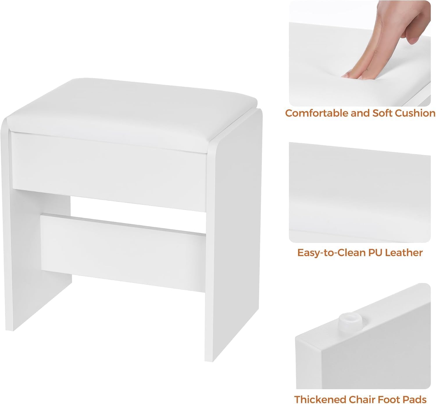 ANWBROAD - Grande coiffeuse LED, 140x100x40cm, 7 tiroirs, miroir, BDT65W