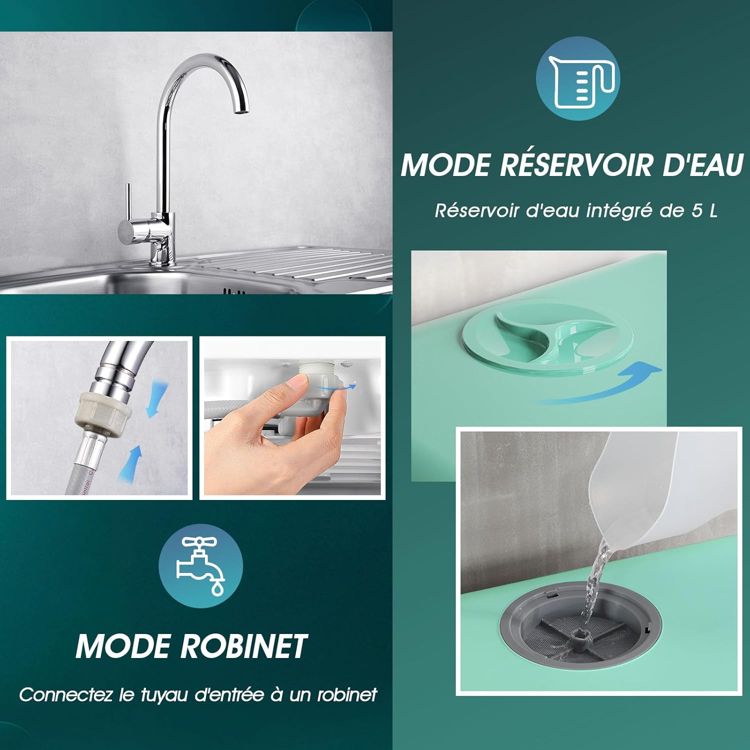 AIRMSEN - Mini lave-vaisselle compact - 5L - 5+1 programmes, écran LED