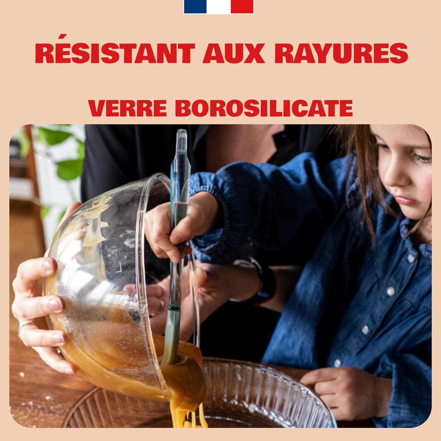 Pyrex - saladier gigognable 1.1L - verre borosilicate, couvercle