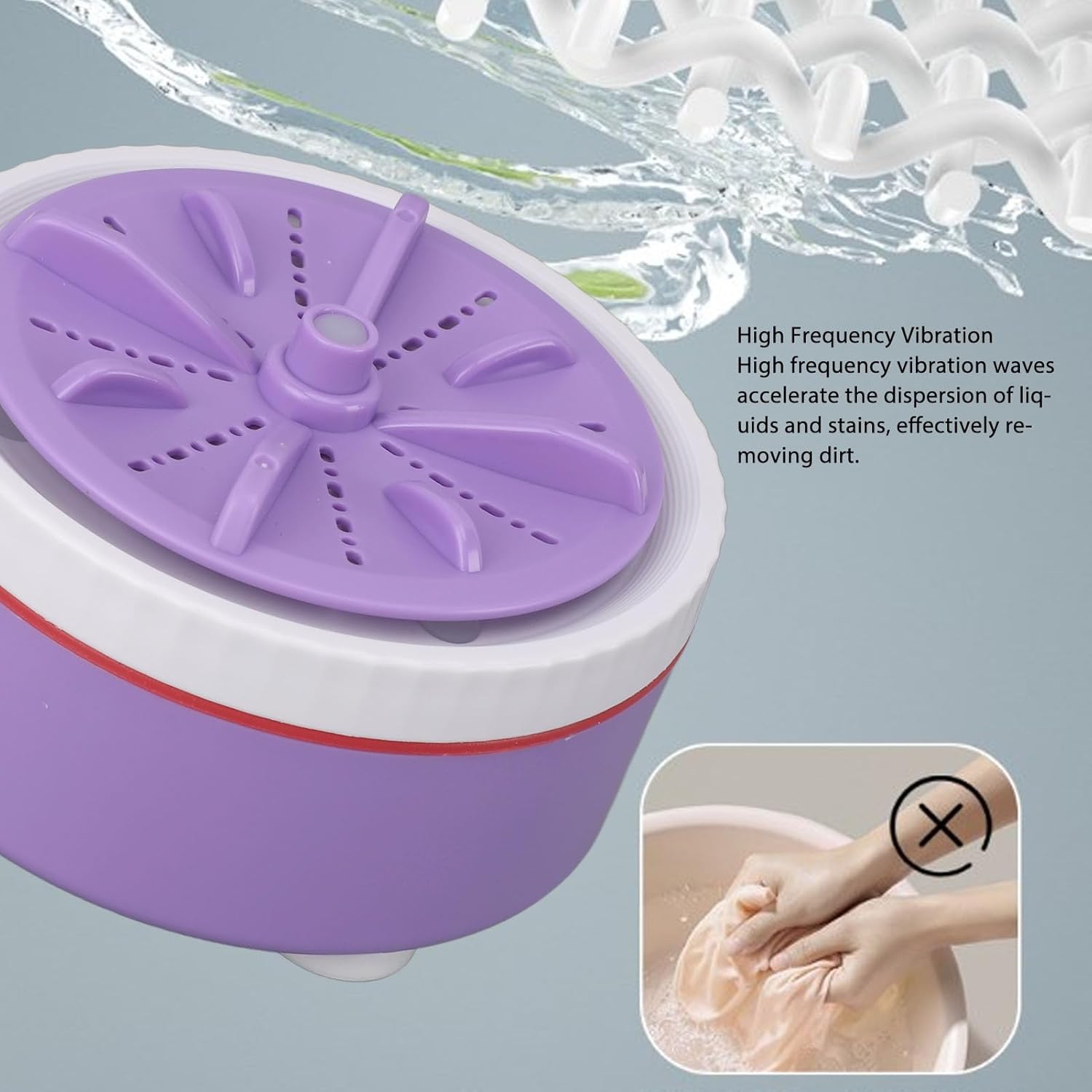 Machine à laver portable - mini turbo USB, lave-vaisselle réglable, idéale voyage, chronométrée - violet