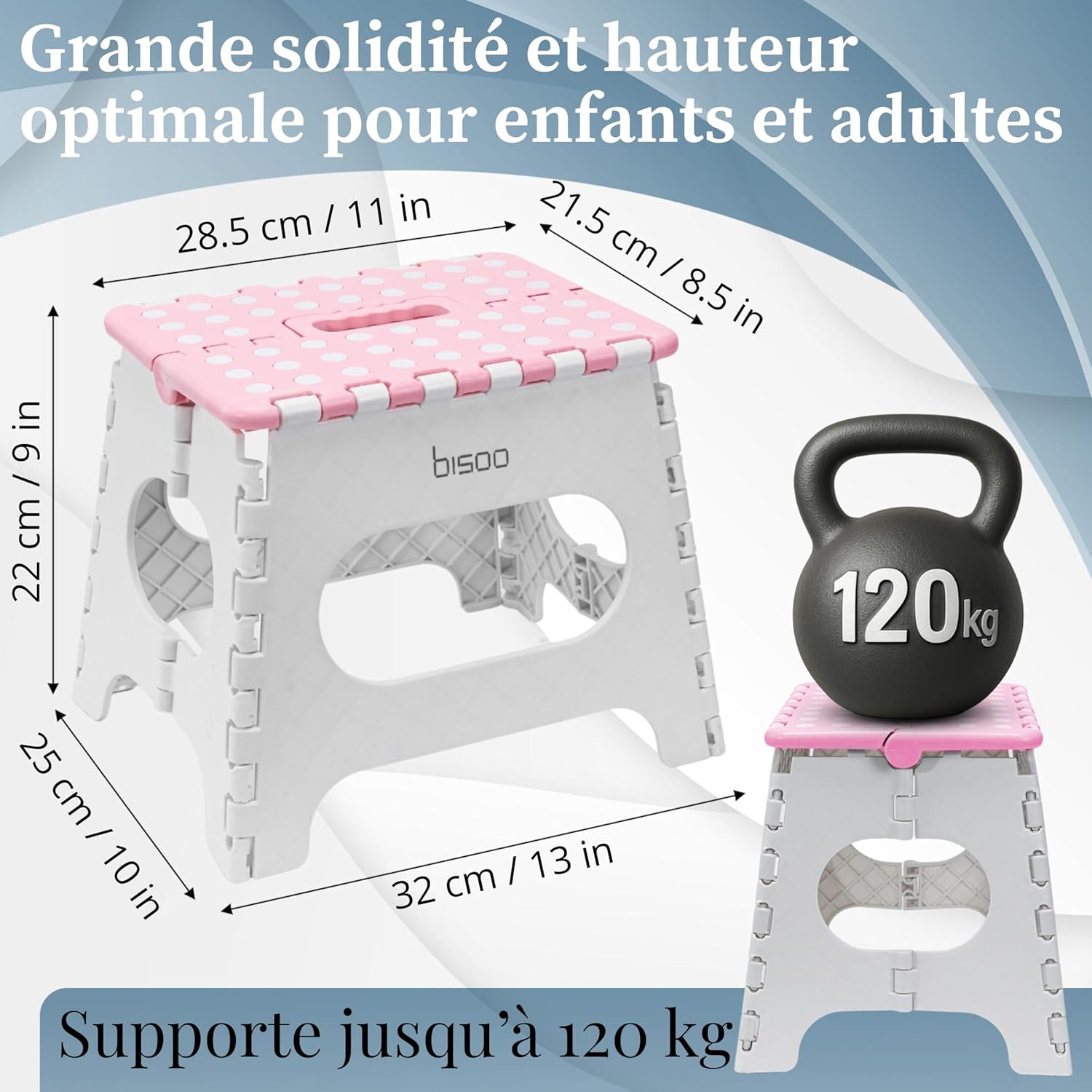 Bisoo - Tabouret pliable enfant - 22cm - marchepied portable WC, rose
