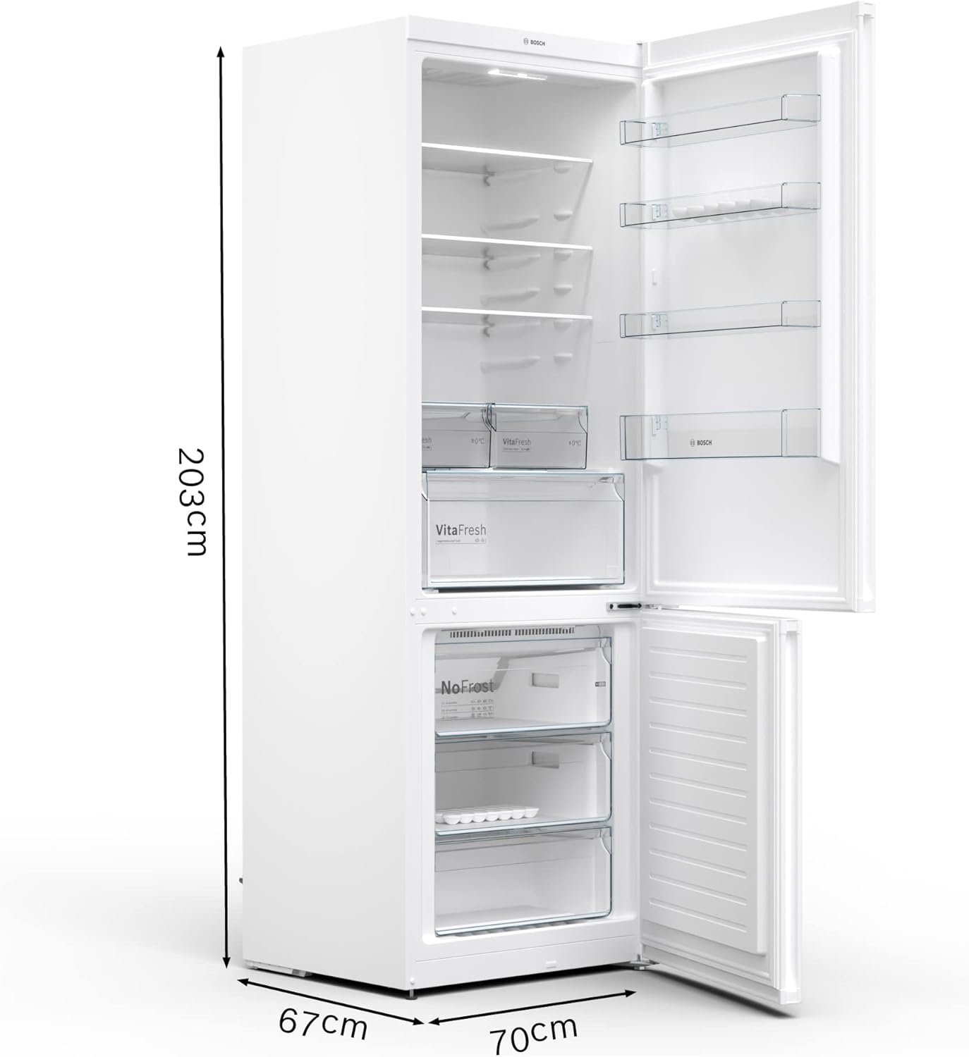 Bosch - combiné série 4, 203x70cm, blanc, réfrigérateur KGN49XWEA