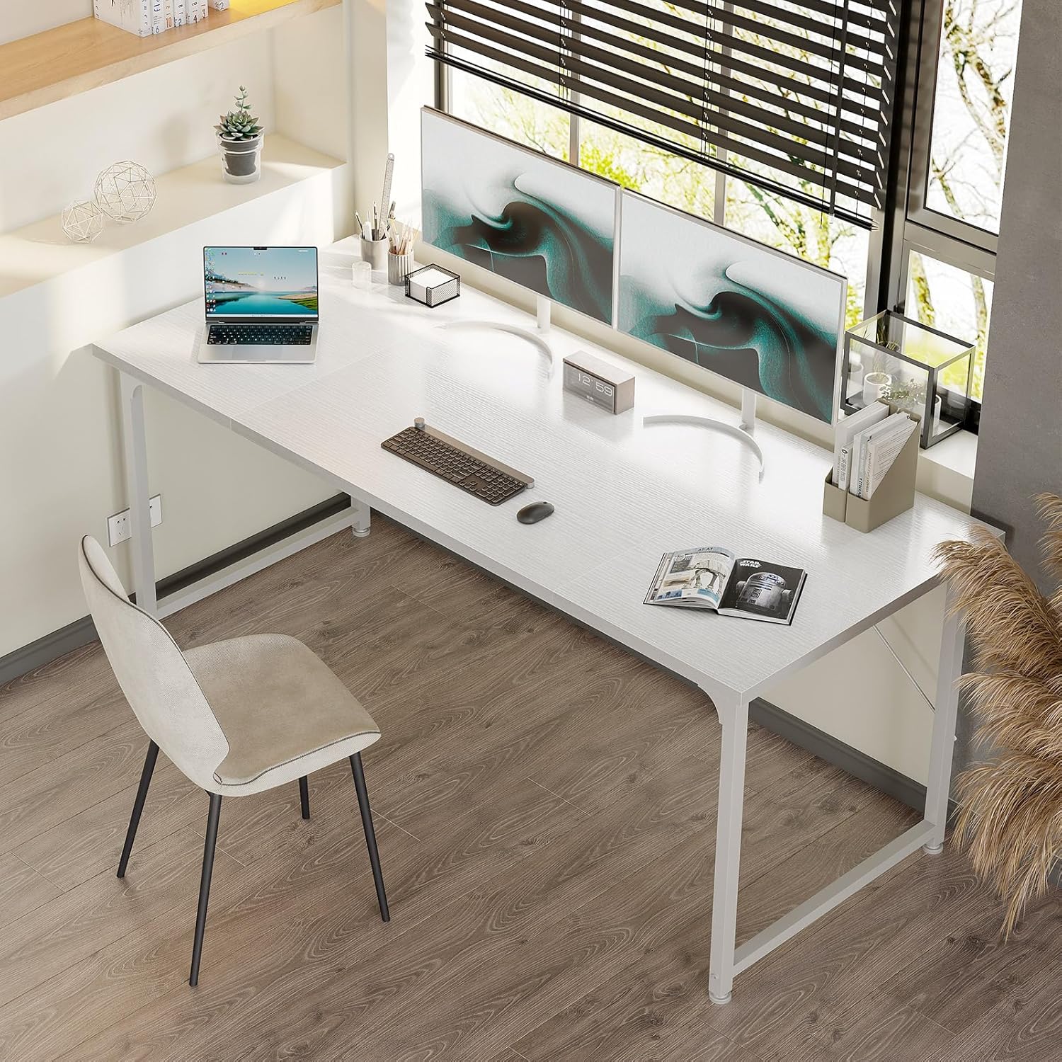 Bureau d'ordinateur - blanc - 160x55 cm - espace de travail moderne