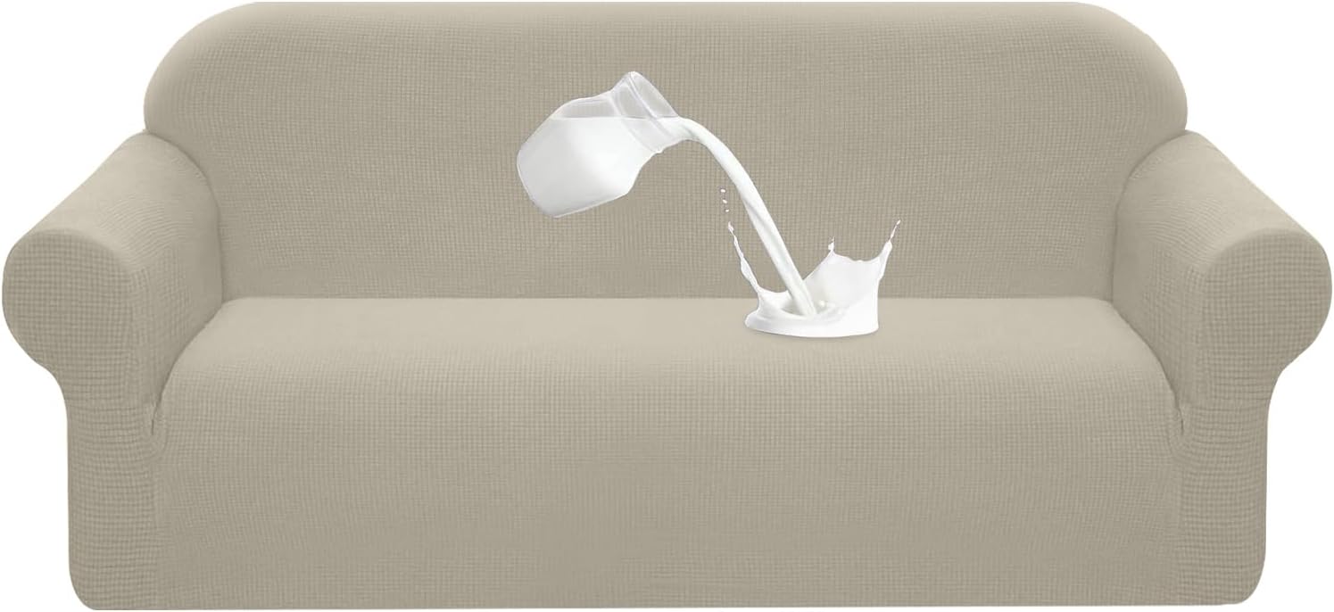 Granbest - housse stretch imperméable 3 places - sable - mousse antidérapante