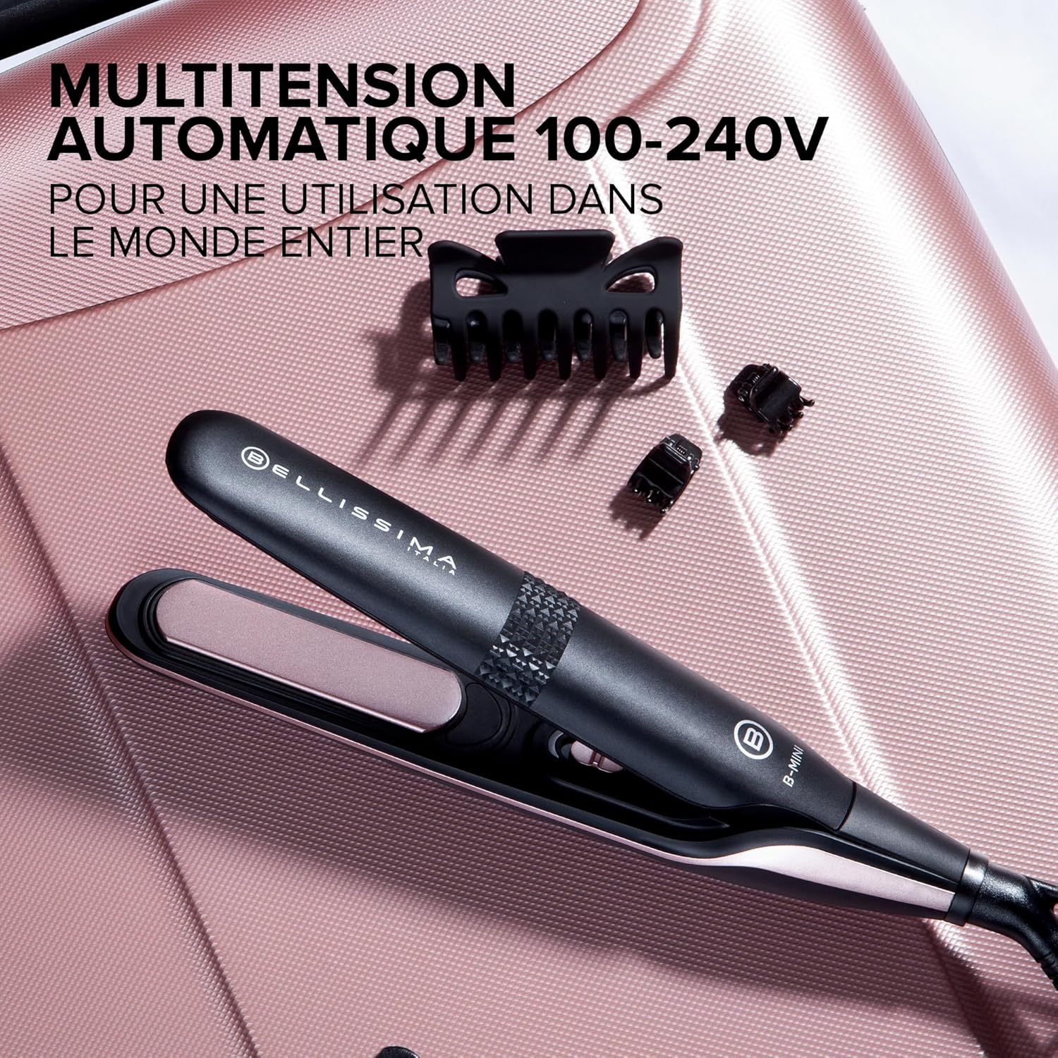 Bellissima - Mini lisseur compact, léger, céramique, 200°C, multivoltage