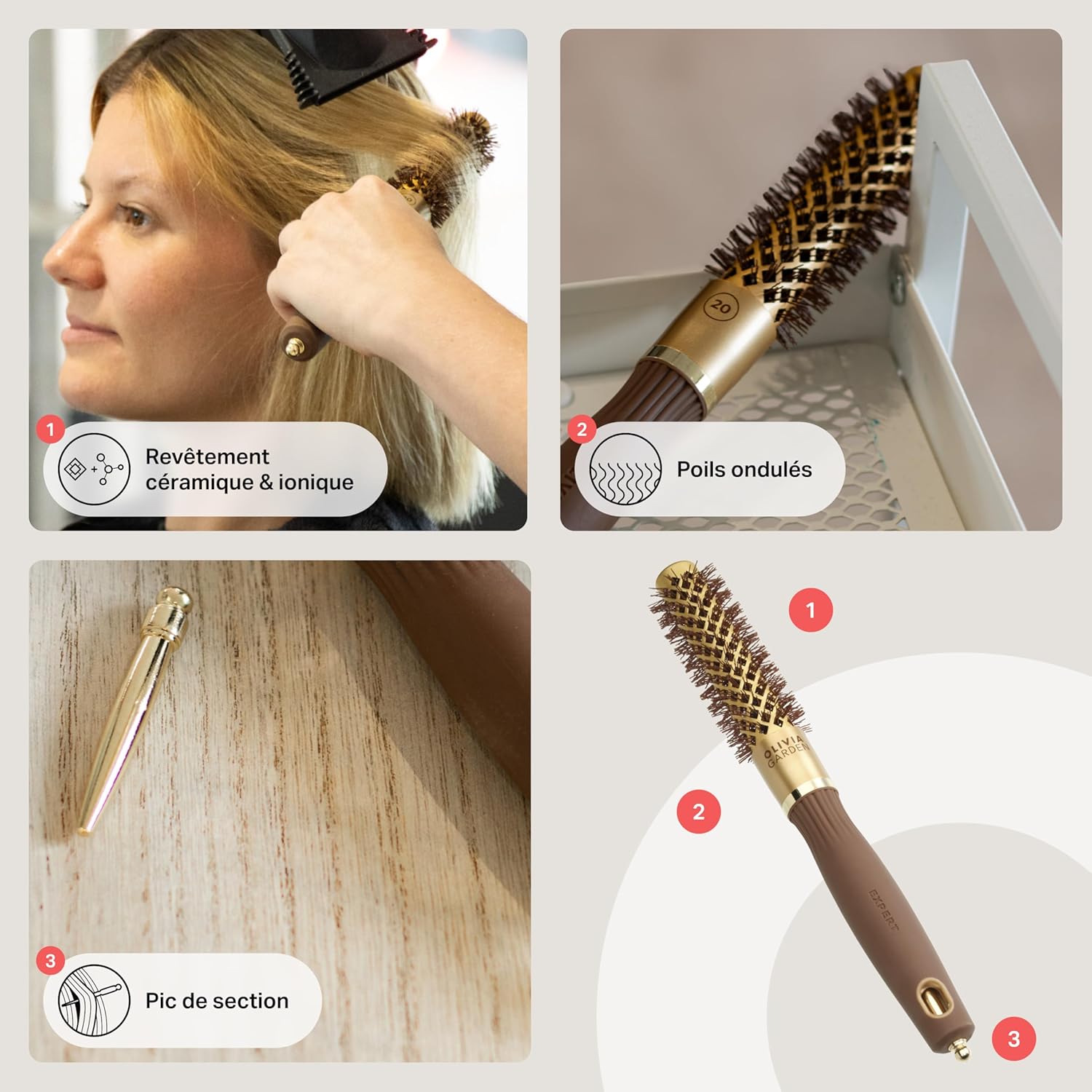 Olivia Garden - Expert Blowout Shine - ronde céramique antistatique pour brushing sans frisottis