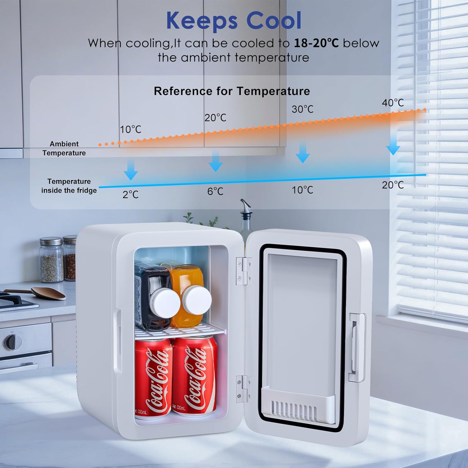 Astarama - Mini Frigo 6L, chaud/froid, silencieux, portable 12V/220V