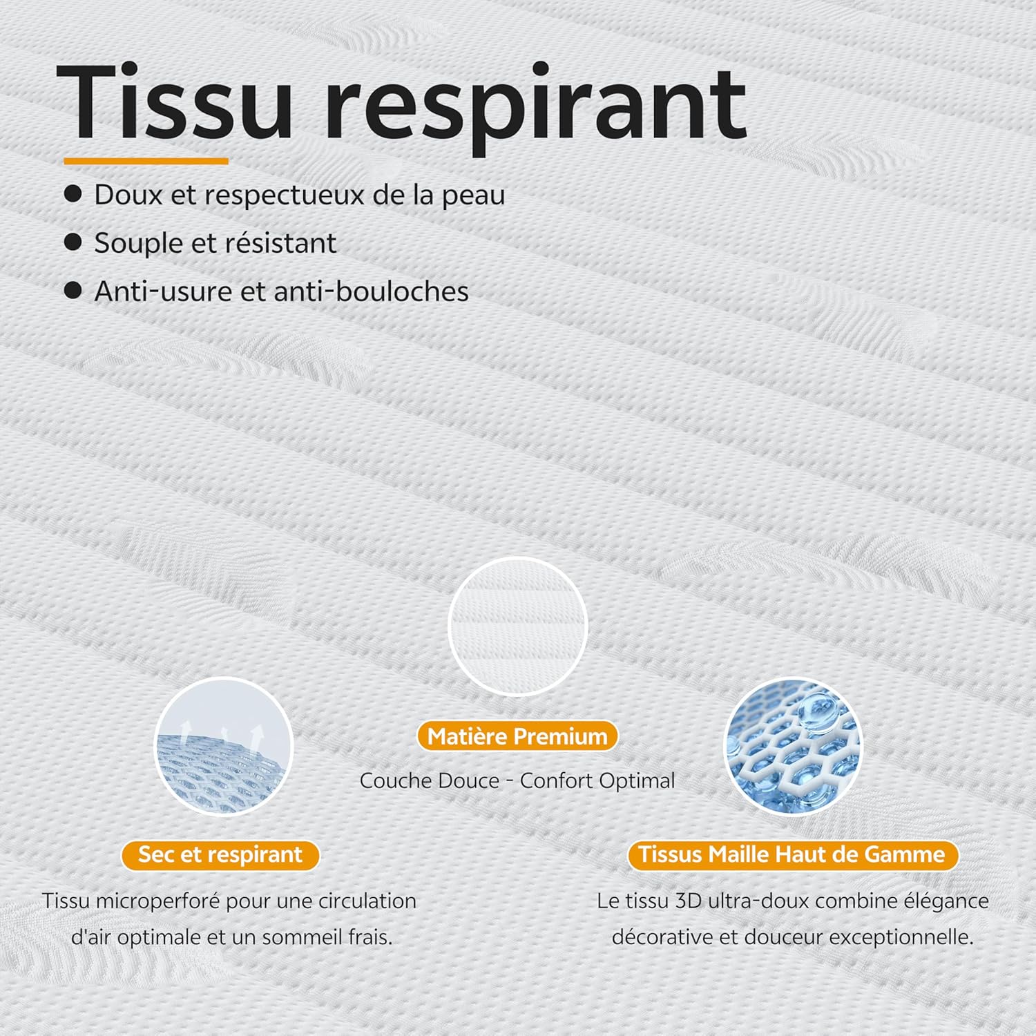 PurrJoys - Matelas Hybride - 140x200 cm - 7 zones, ressorts H3/H4, 25 cm, Oeko-TEX