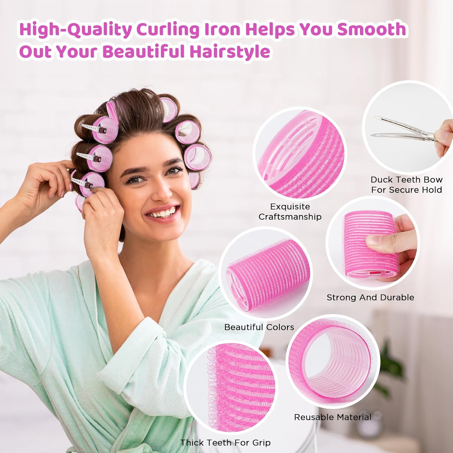 Romon - Set bigoudis cheveux 31 pièces, 3 tailles, avec pinces