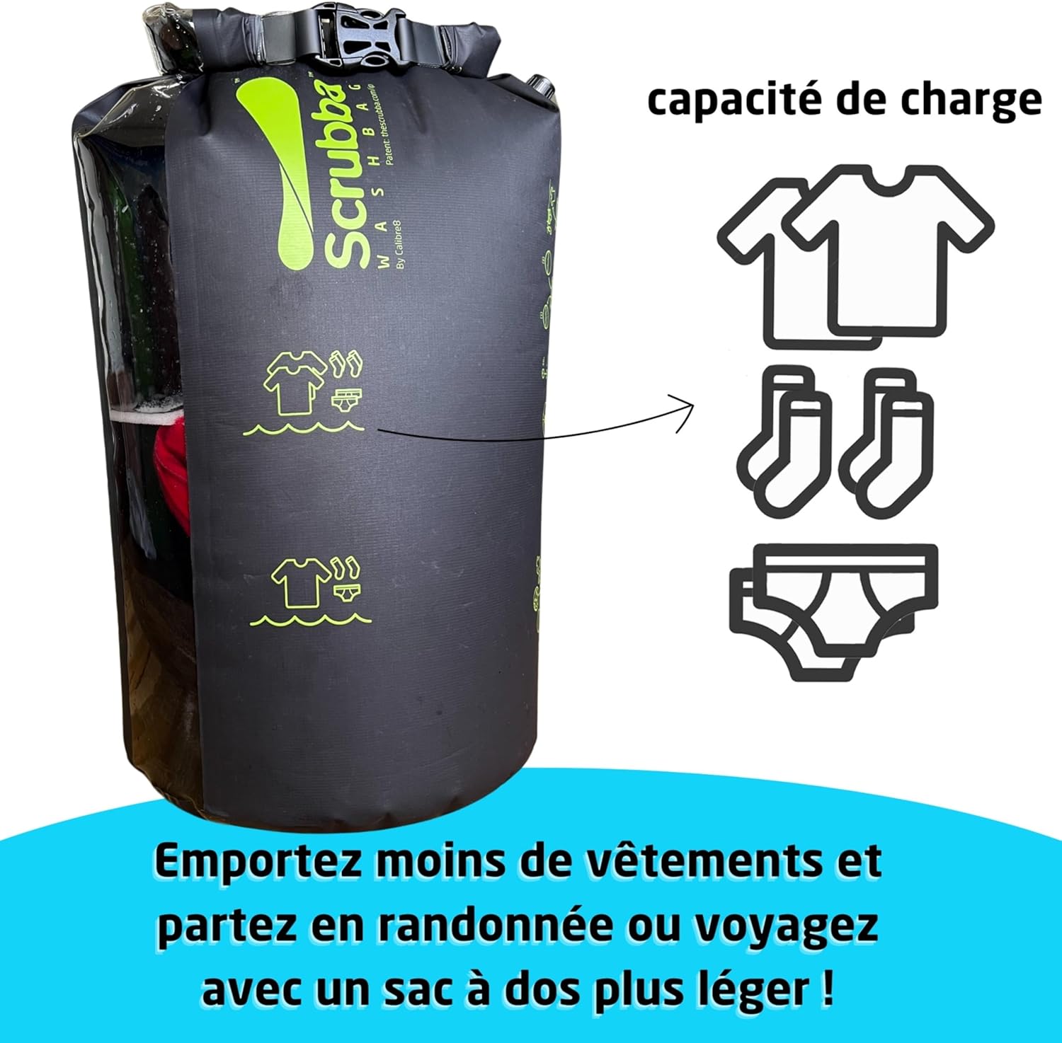 Scrubba - Sac Lave-Linge Portatif 2.0 - compact - lavage rapide, étanche, idéal voyage