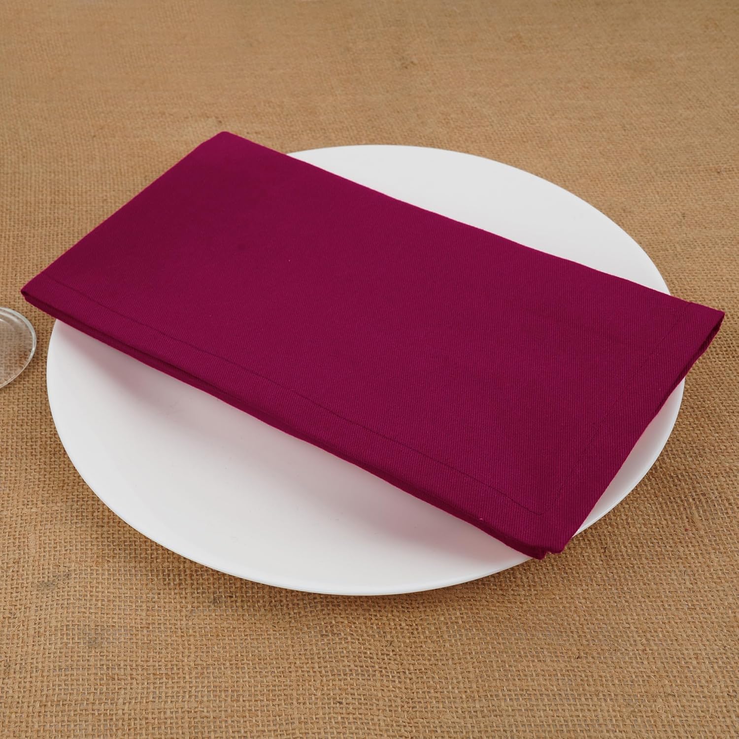 Sweet Needle - lot de 12 serviettes 45x45 cm coton épais bordeaux