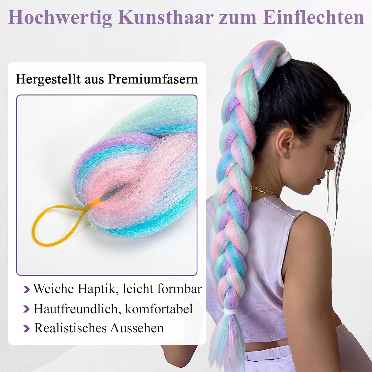 Perruque enfant cosplay Halloween femme, 2 pièces, cheveux synthétiques