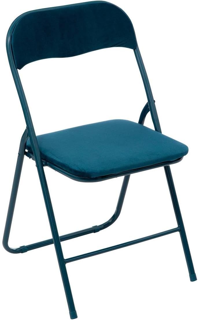 5five - chaise pliante velours bleu - compacte, confort, pliable