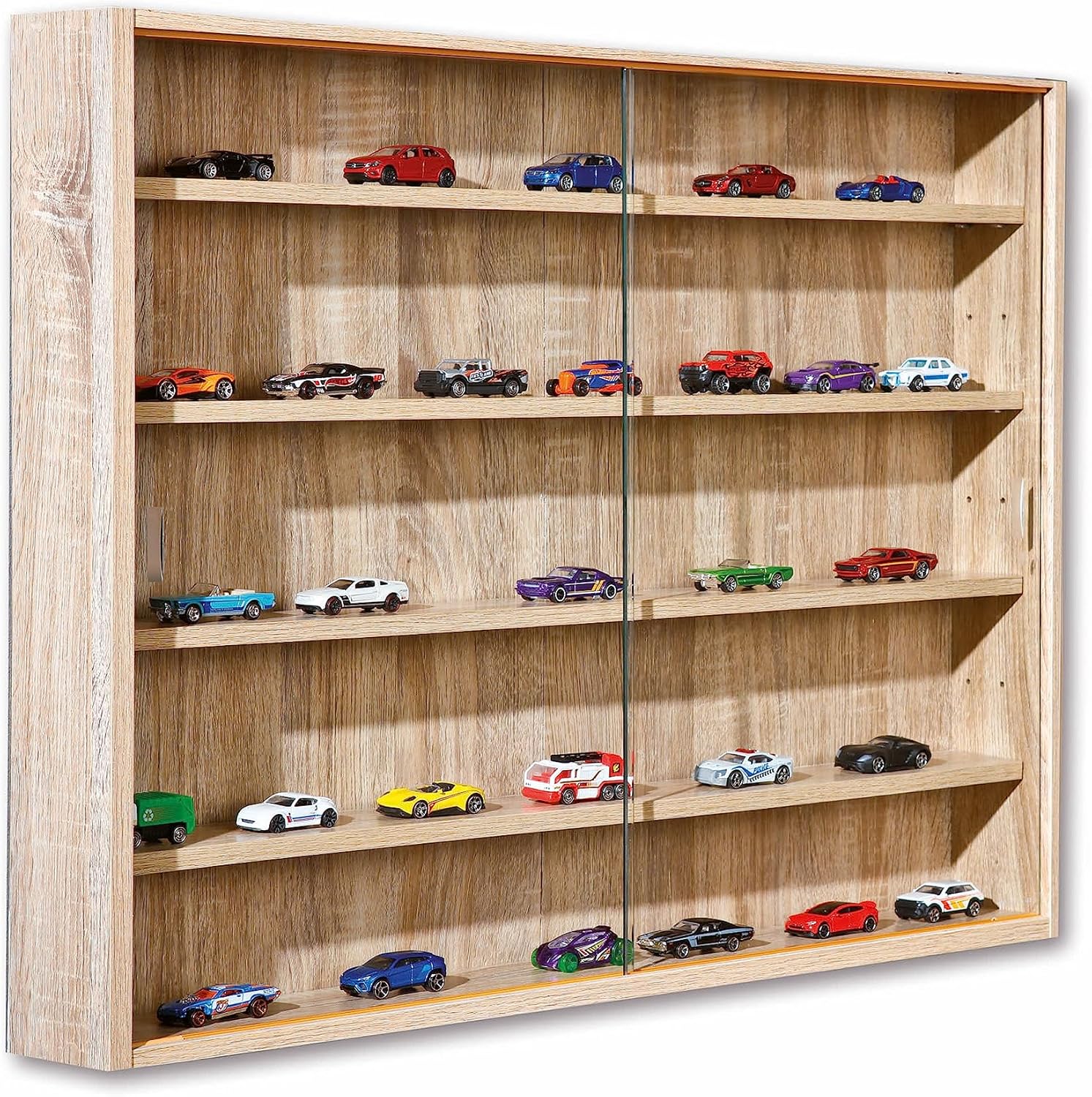 Inter Link - vitrine murale chêne 80x60x9.5 cm, 5 compartiments