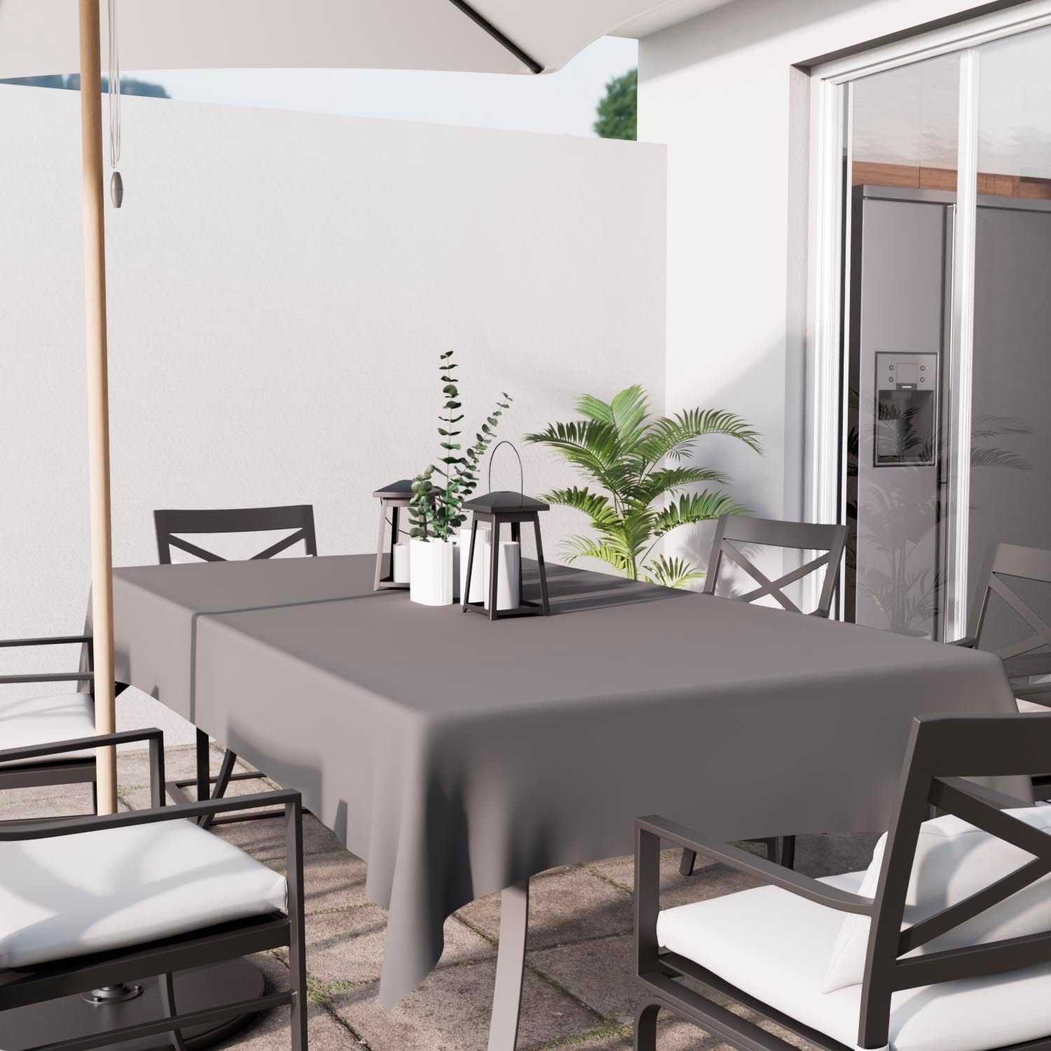 Soleil d'Ocre - Alix - 140x240 cm - Nappe rectangle anti-tâches, polyester, gris