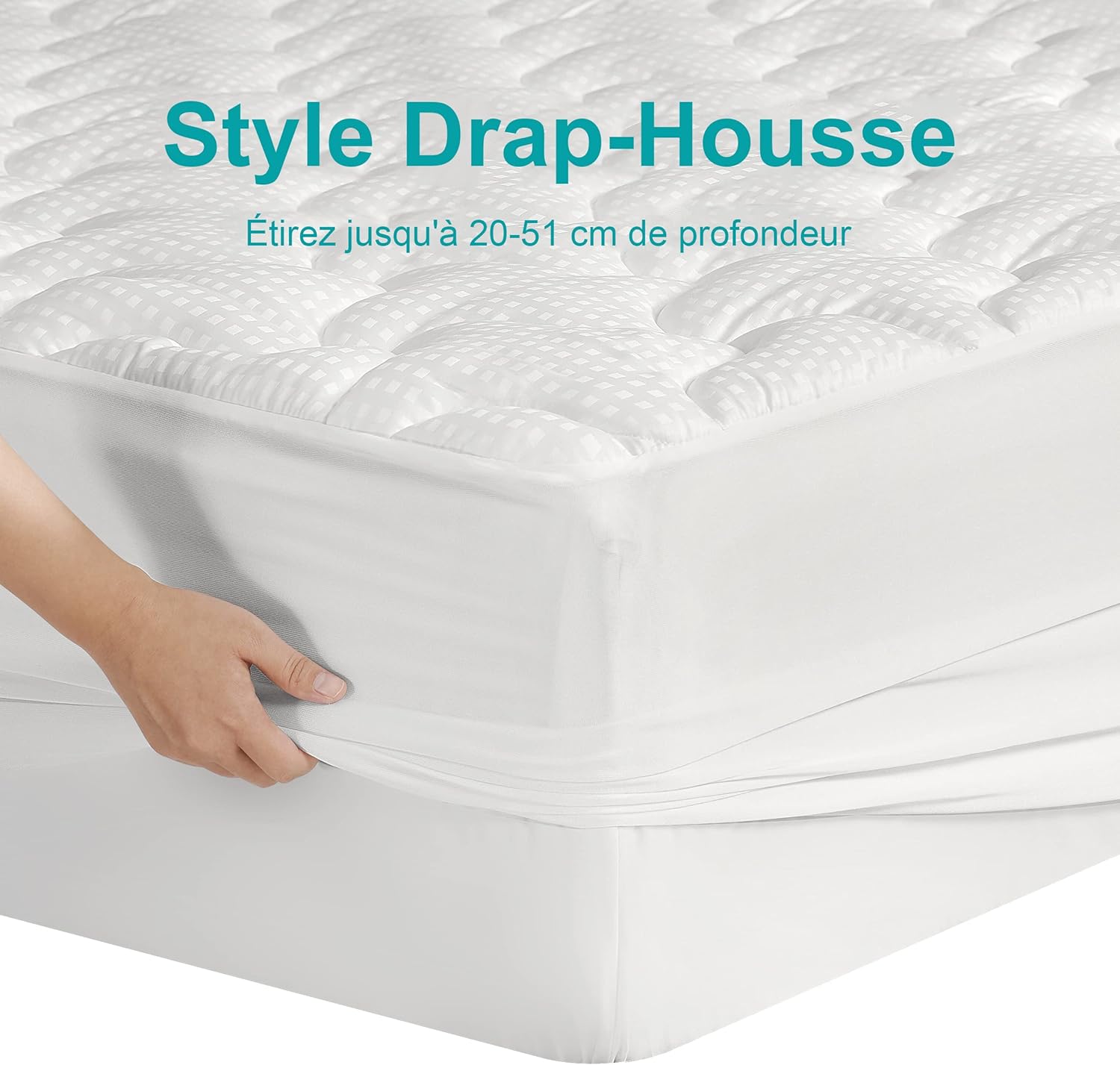 Surmatelas - microfibre matelassé 140x190cm - bonnet 38cm étendu - 2 personnes