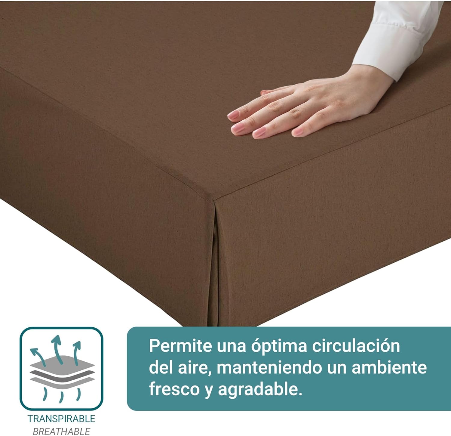 Housse de canapé - 135x190/200 cm - marron, antidérapante, respirante