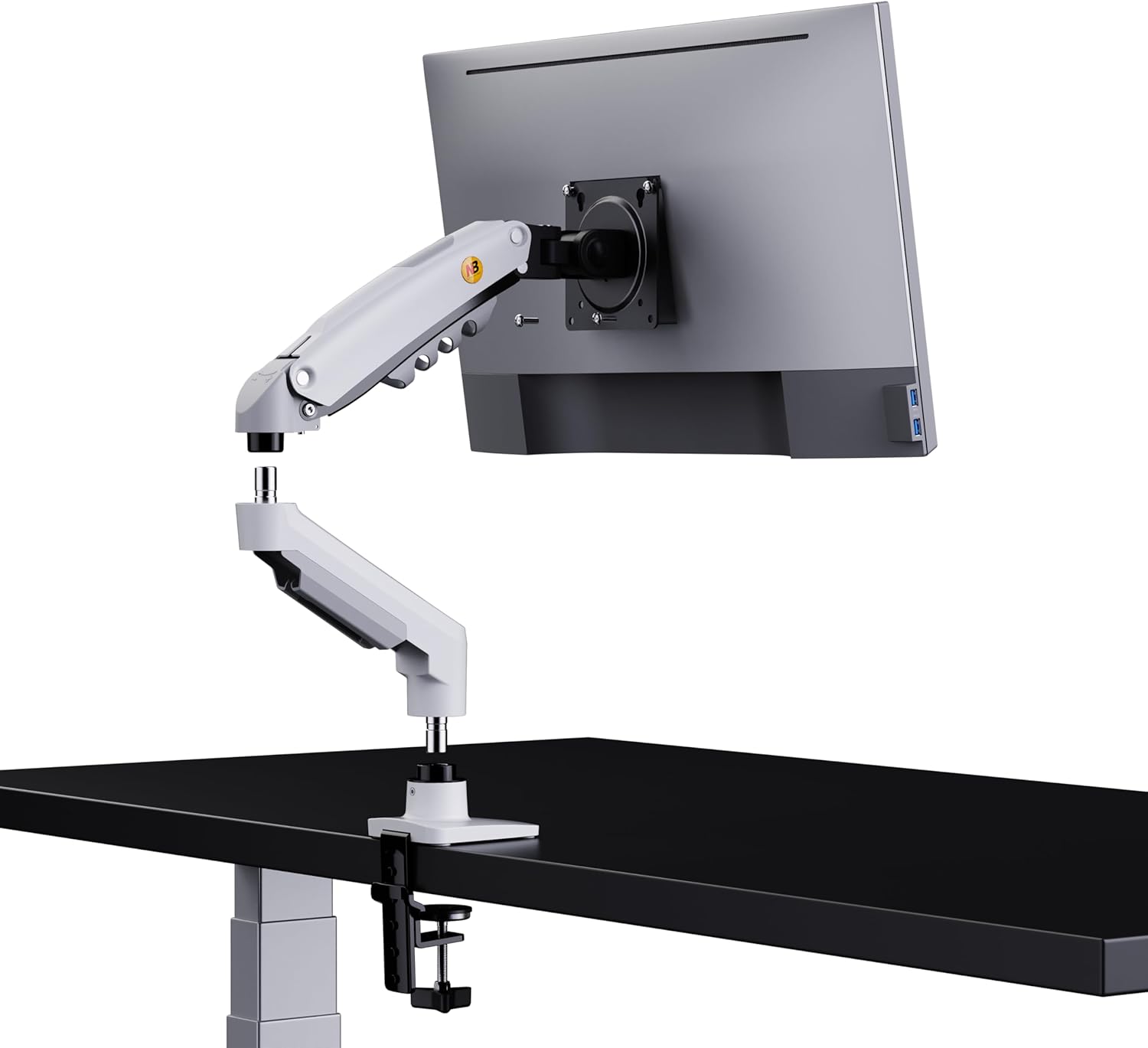 Ergosolid - Support écran PC - 17 à 32 pouces - bras articulé, ressort à gaz, rotation 360°