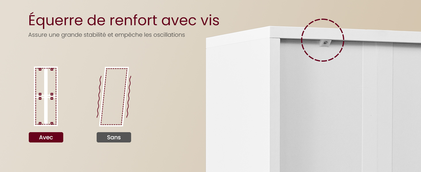Support de renforcement métallique avec trous de vis représentés dans différentes positions d'installation sur une surface murale blanche.