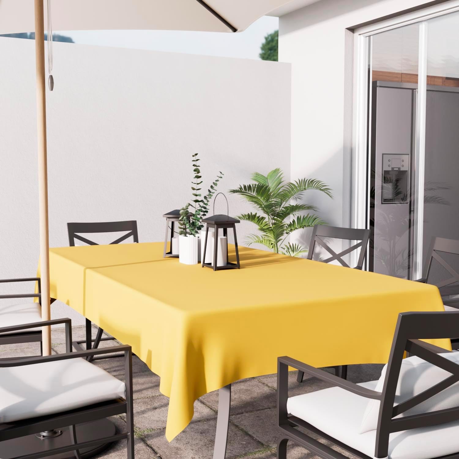 Soleil d'Ocre - Nappe rectangle anti-tâches - 140x300 cm - Polyester jaune radieux