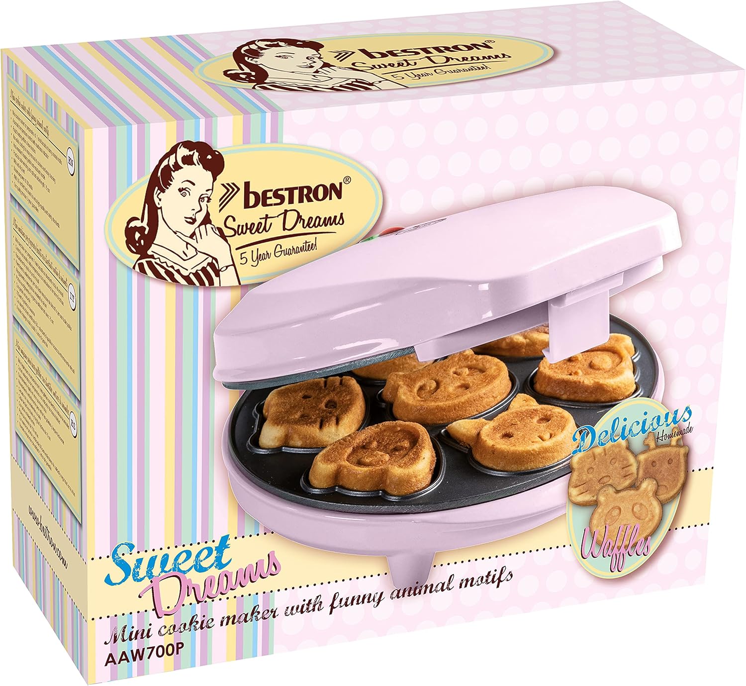 Bestron - mini cookies/gaufres - 700W, antiadhésif, témoin cuisson - AAW700P