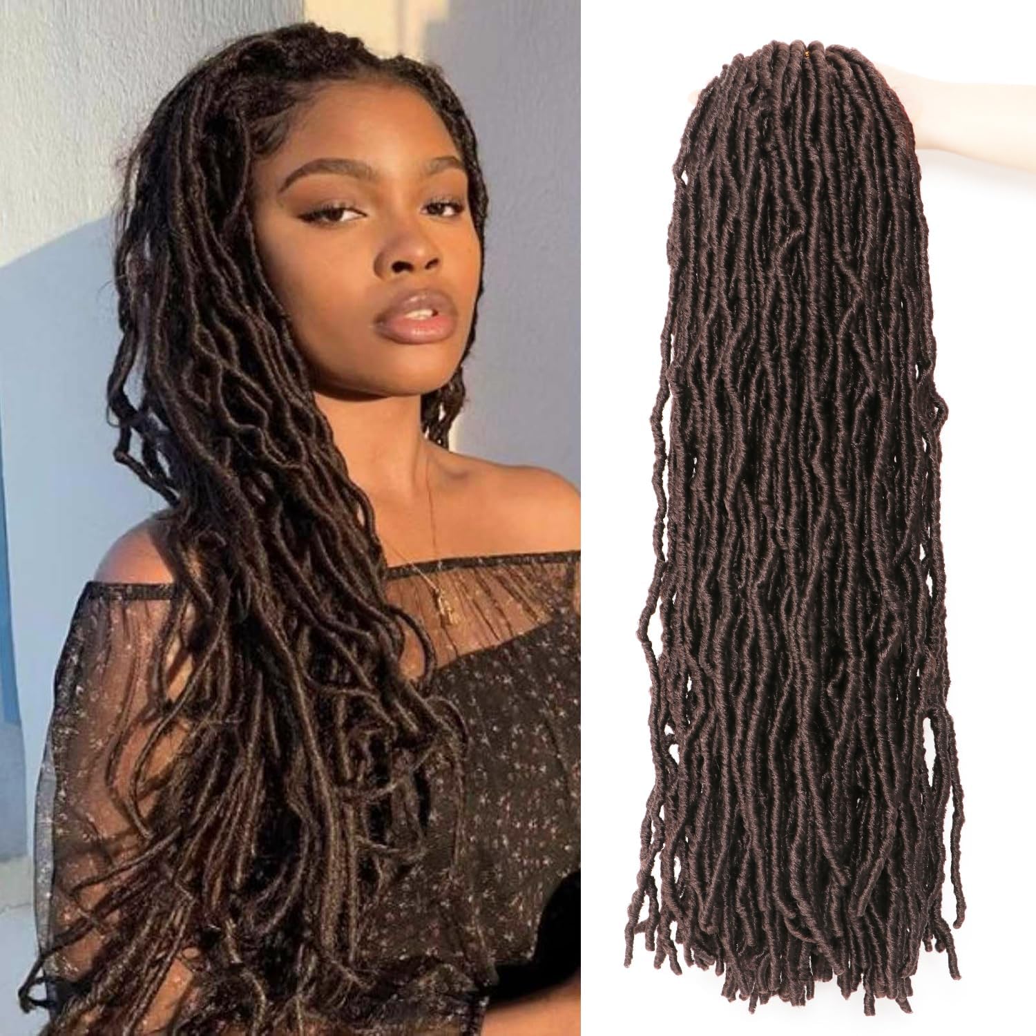 Faux Locks - Soft Locs Crochet Braids 60,9cm - Bouclées, lot de 8