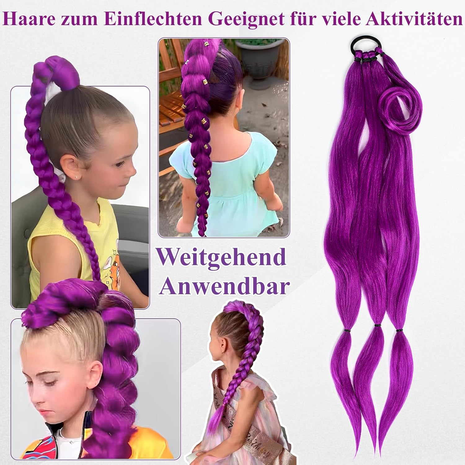 Perruque - violet cosplay Kpop enfant/femme - 80cm - longue, fête, rôle, 31.5 pouces