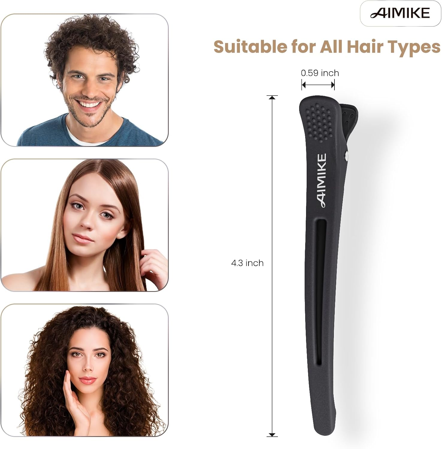 AIMIKE - pinces crocodile coiffeur - lot de 6 - antidérapantes, sans trace