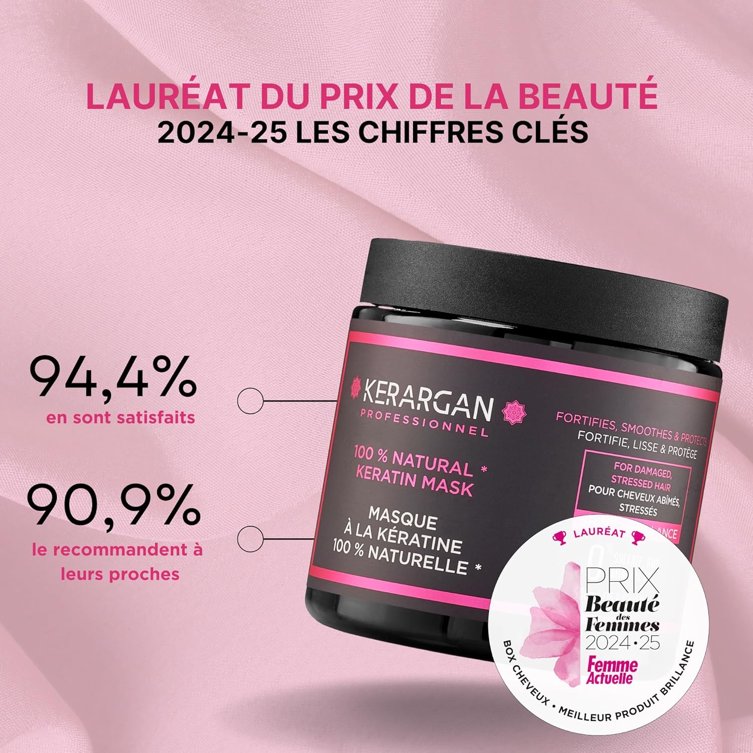 Kerargan - masque ultra réparateur 500ml - kératine, sans sulfate