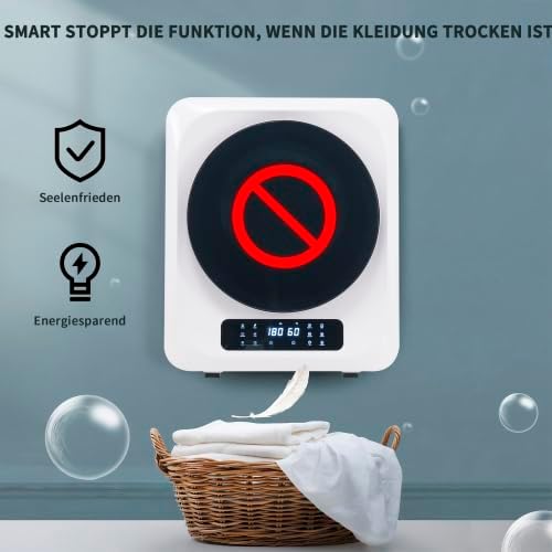 Séchoir mural inox 4 kg, UV, 6 programmes, LED, silencieux 60 dB