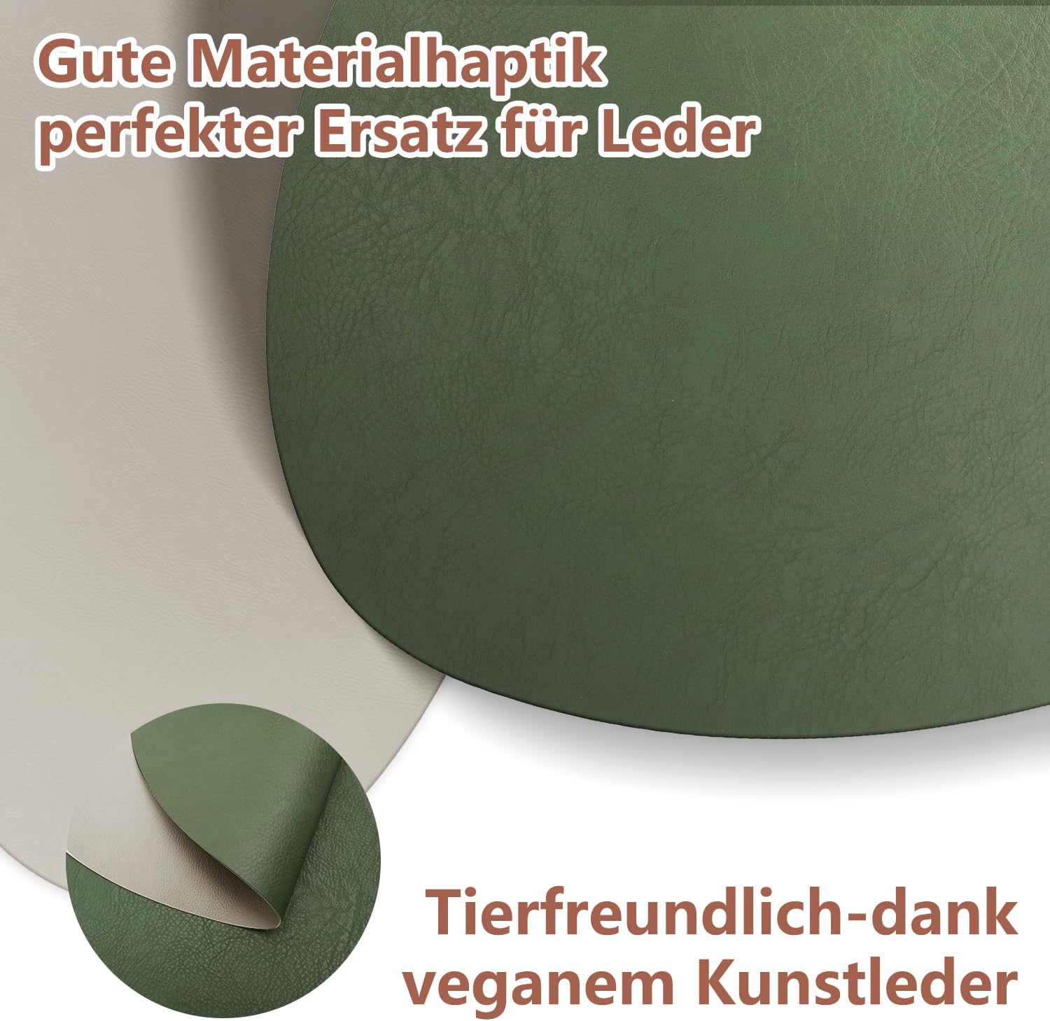 Set de table - lot de 4, cuir PU double face, 36x36cm, lavables, antidérapants