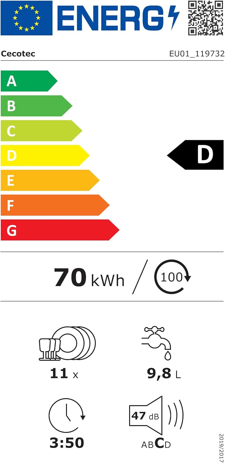 Cecotec - Bolero Aguazero série - 45cm - 11 couverts, 9 programmes, moteur Inverter, Super Dry, AutoClean 4360
