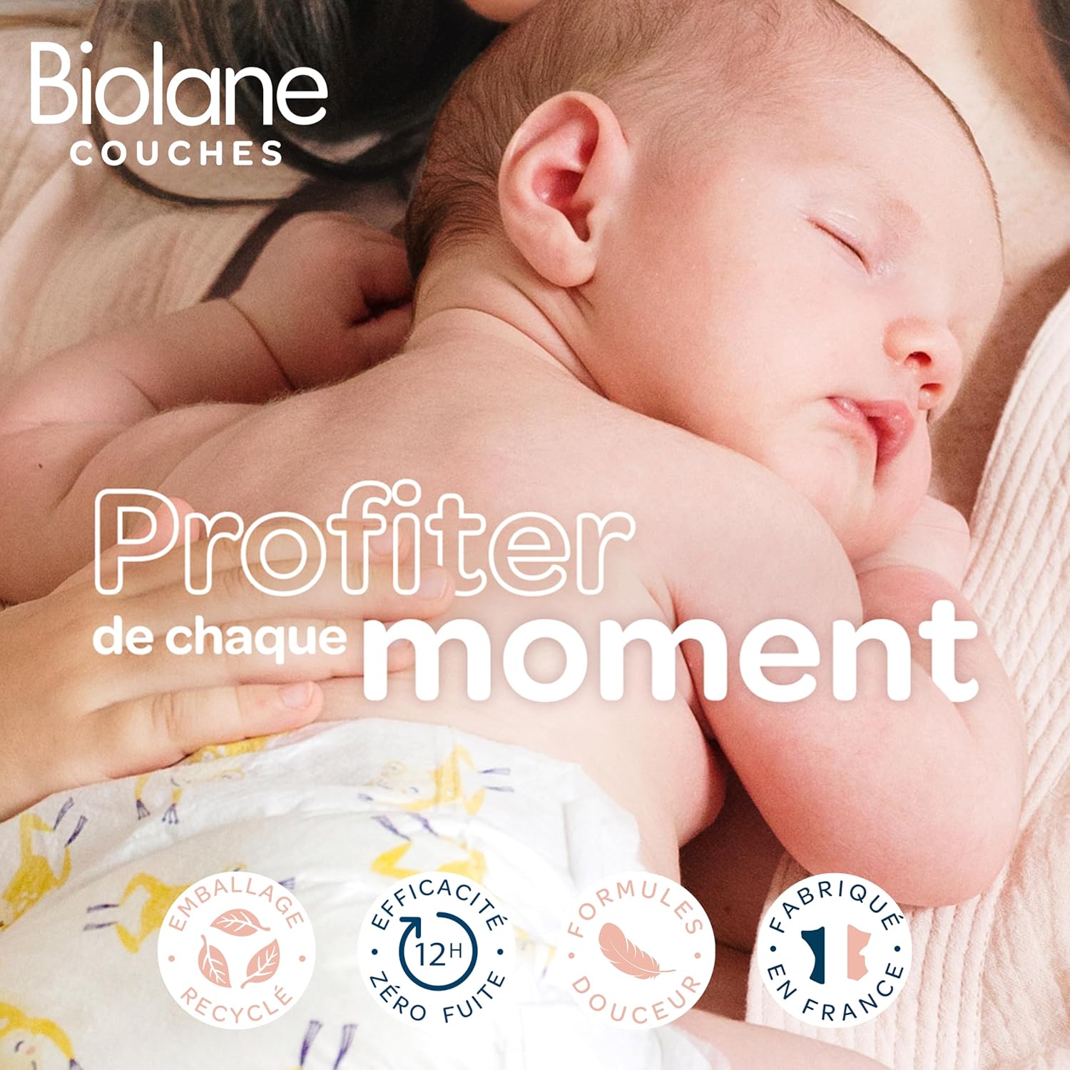 Biolane - couches bébé taille 4 - ultra-absorbant, 12h protection, pack 144
