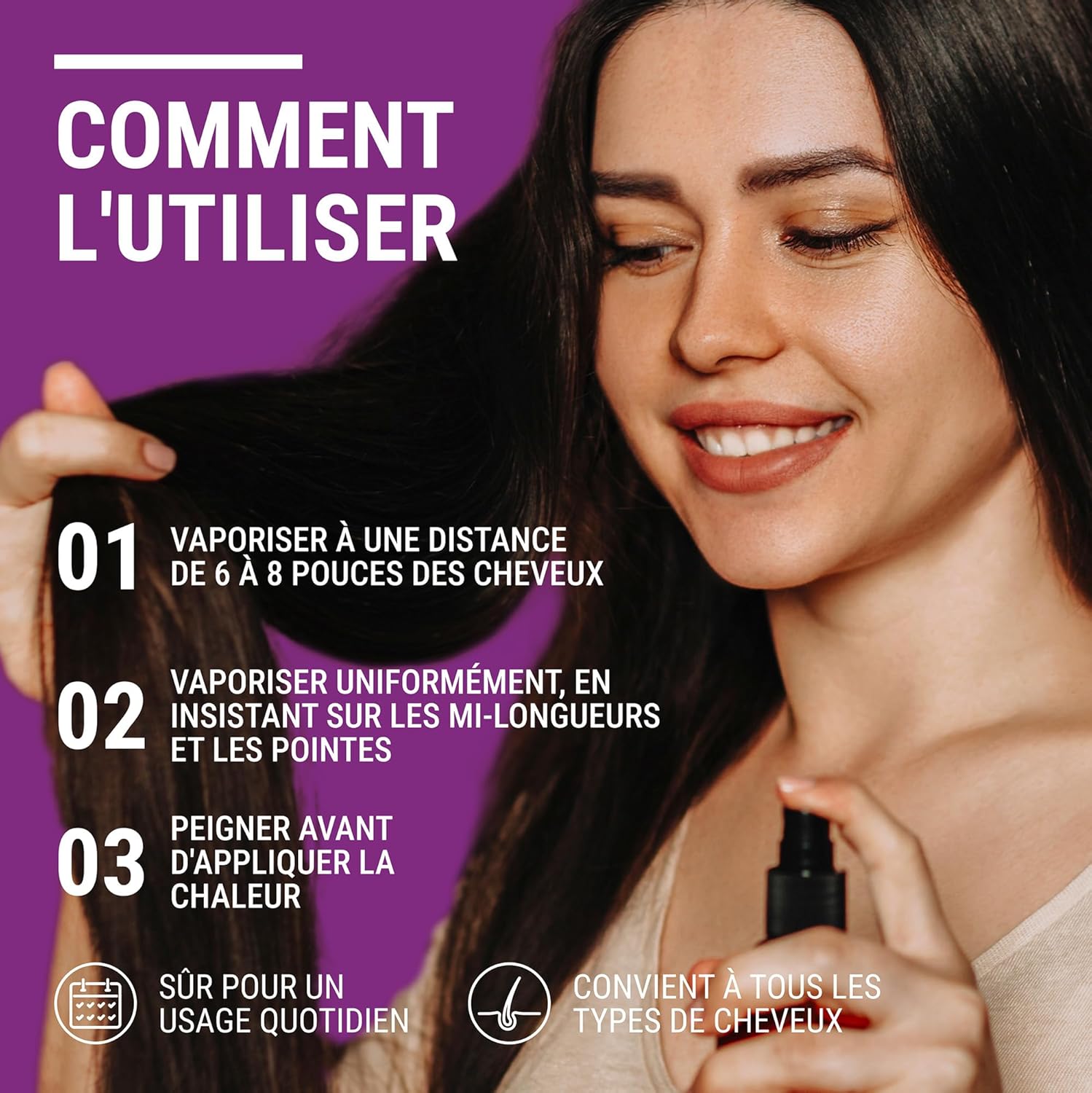 Neatly - Spray thermoprotecteur kératine 250ml - protection chaleur cheveux secs abîmés à 230°C