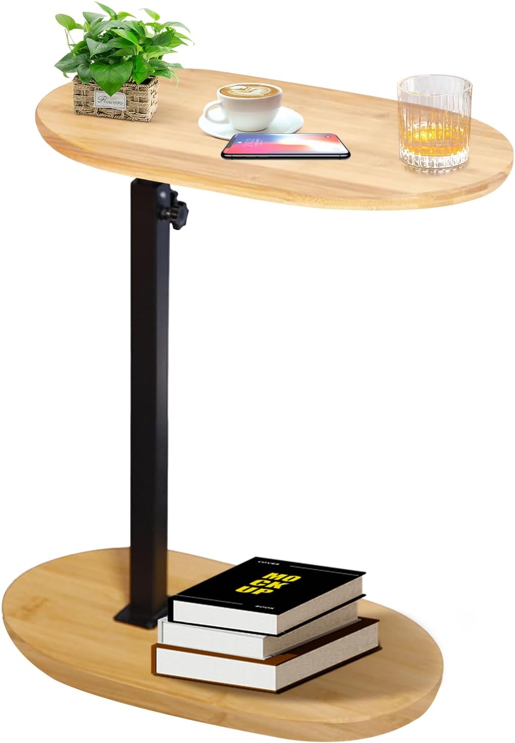 Table d'appoint C réglable - bambou/métal - petite taille, multi-usage