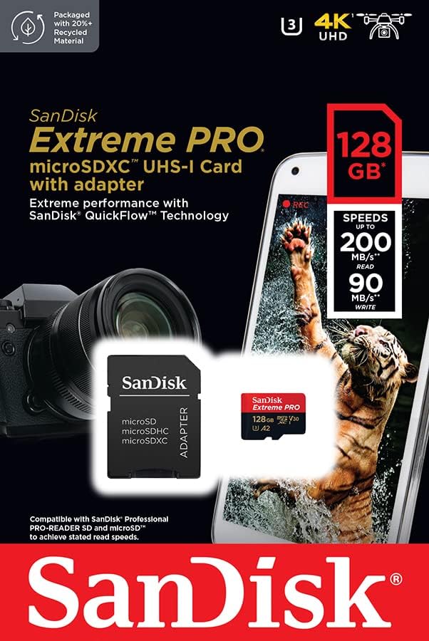 SanDisk - Extreme PRO microSDXC 128Go - 200Mo/s, A2, UHS-I, V30