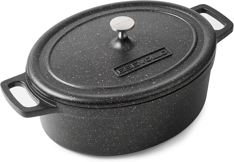 Cocotte fonte ovale 11L, 38cm, antiadhésive, four/gaz, famille