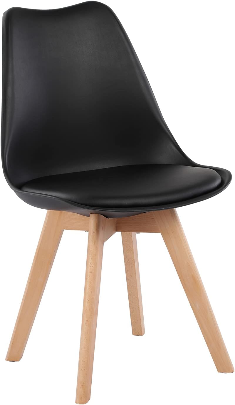 EGGREE - Chaises Scandinaves lot de 8, hêtre massif, SGS tested, noir