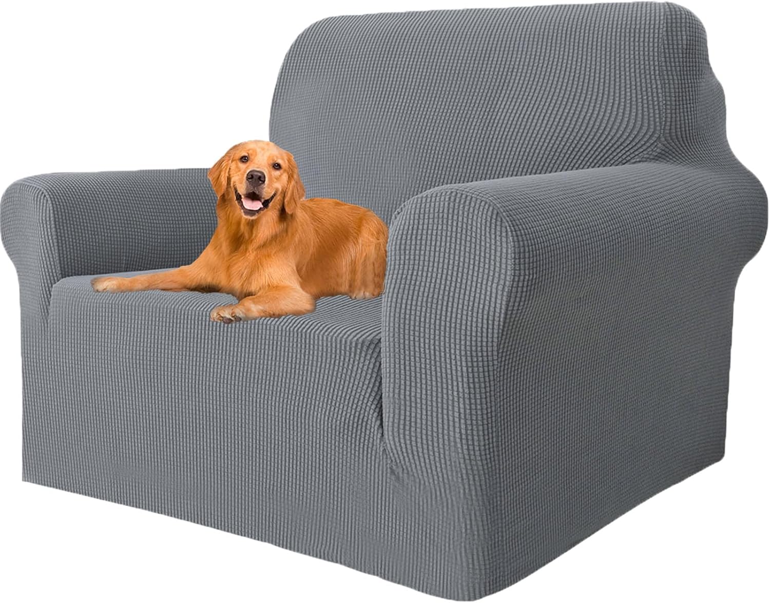 Housse de canapé 1 place - extensible, antidérapante, gris clair