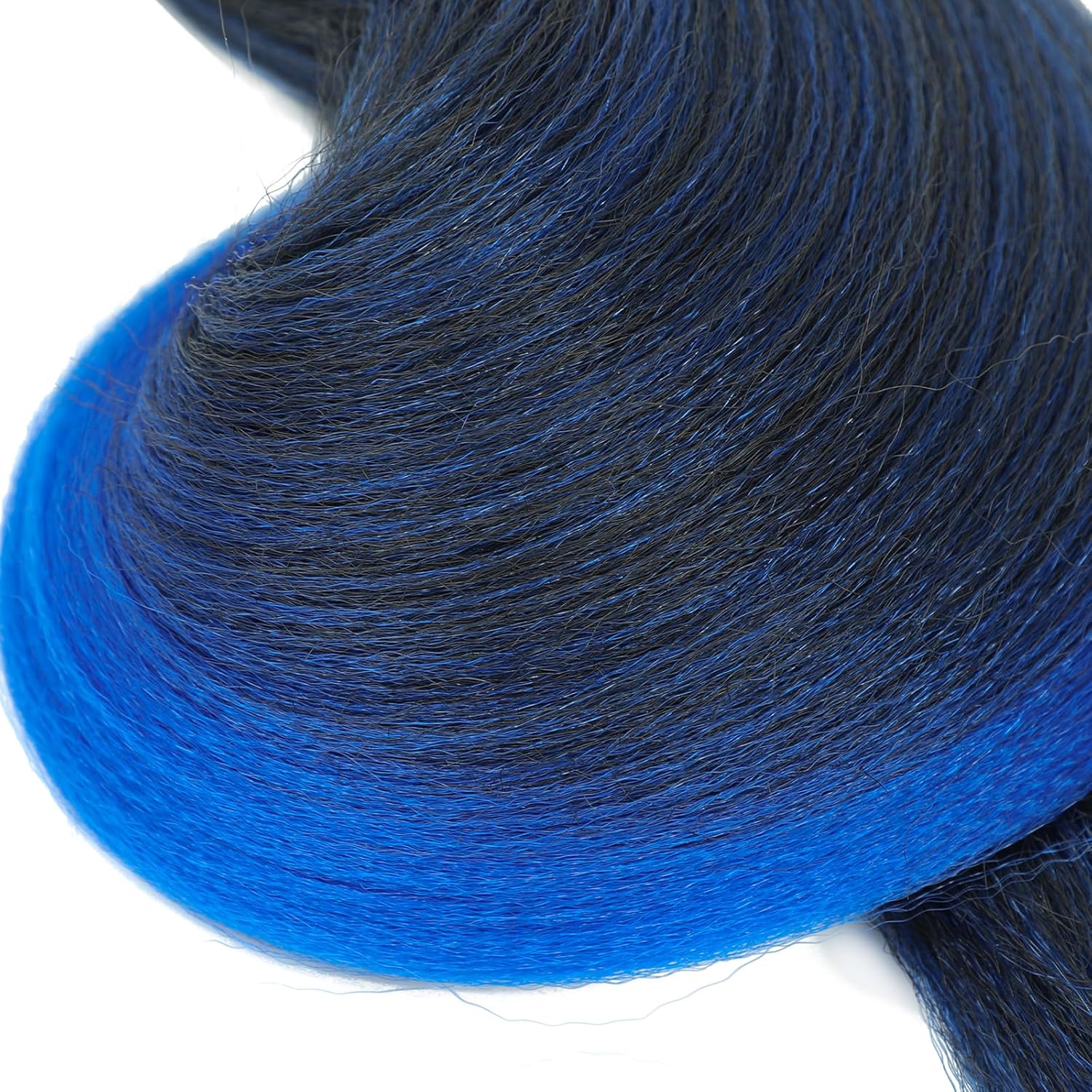 Rajout cheveux - tressés 30 pouces, ombré bleu, kanekalon, synthétique T1B/Blue#